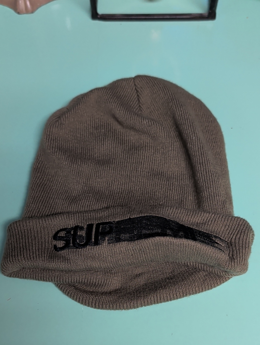 Supreme Brown Beanie with Black Logo